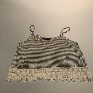 Striped Cami with Lace Waist
